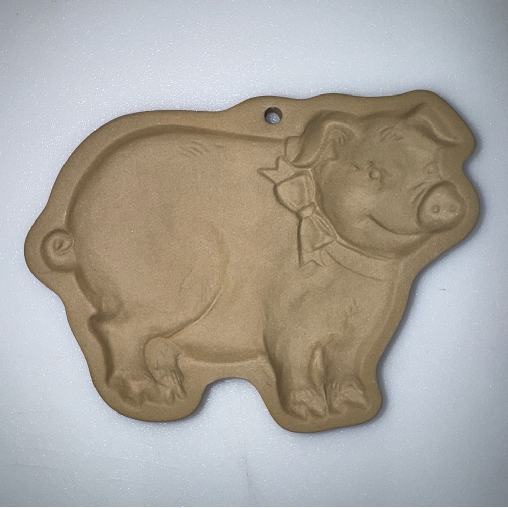 Vintage Brown Bag Cookie Mold Pig With Bow Tie Baking Cookie Cottagecore